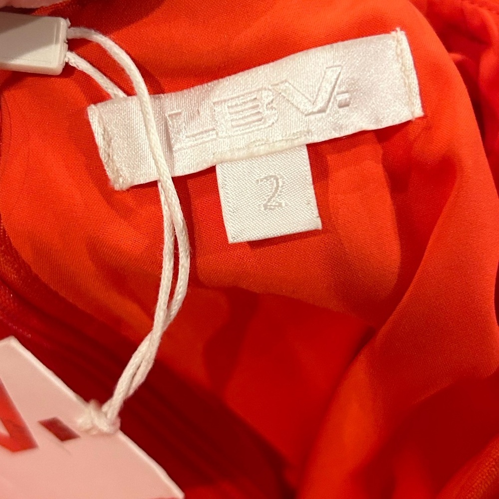 NWT LBV. Bright Red Flame Crepe Cocktail Mini Dress w/ Corset Seams Size 2 - Picture 3 of 10